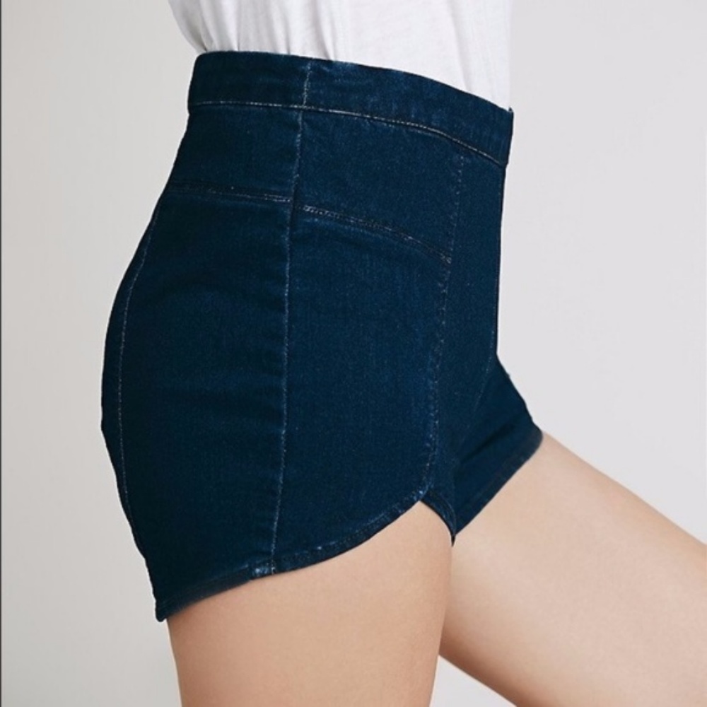 Free People Dark Denim Petal High Waist Shorts - Picture 3 of 3